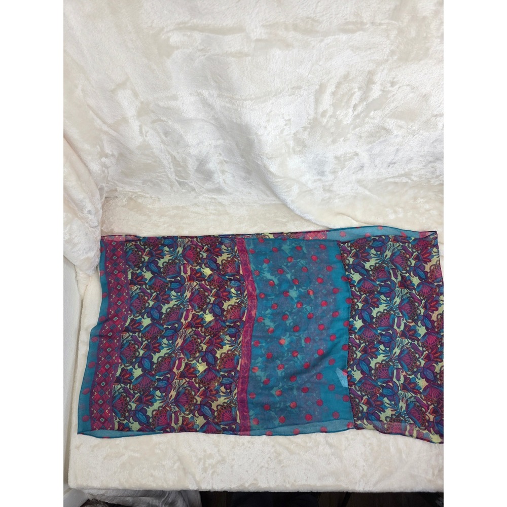 Multi Bright Floral Polka‎ Dot Infinity Scarf Teal Pink Mixed Print Lightweight